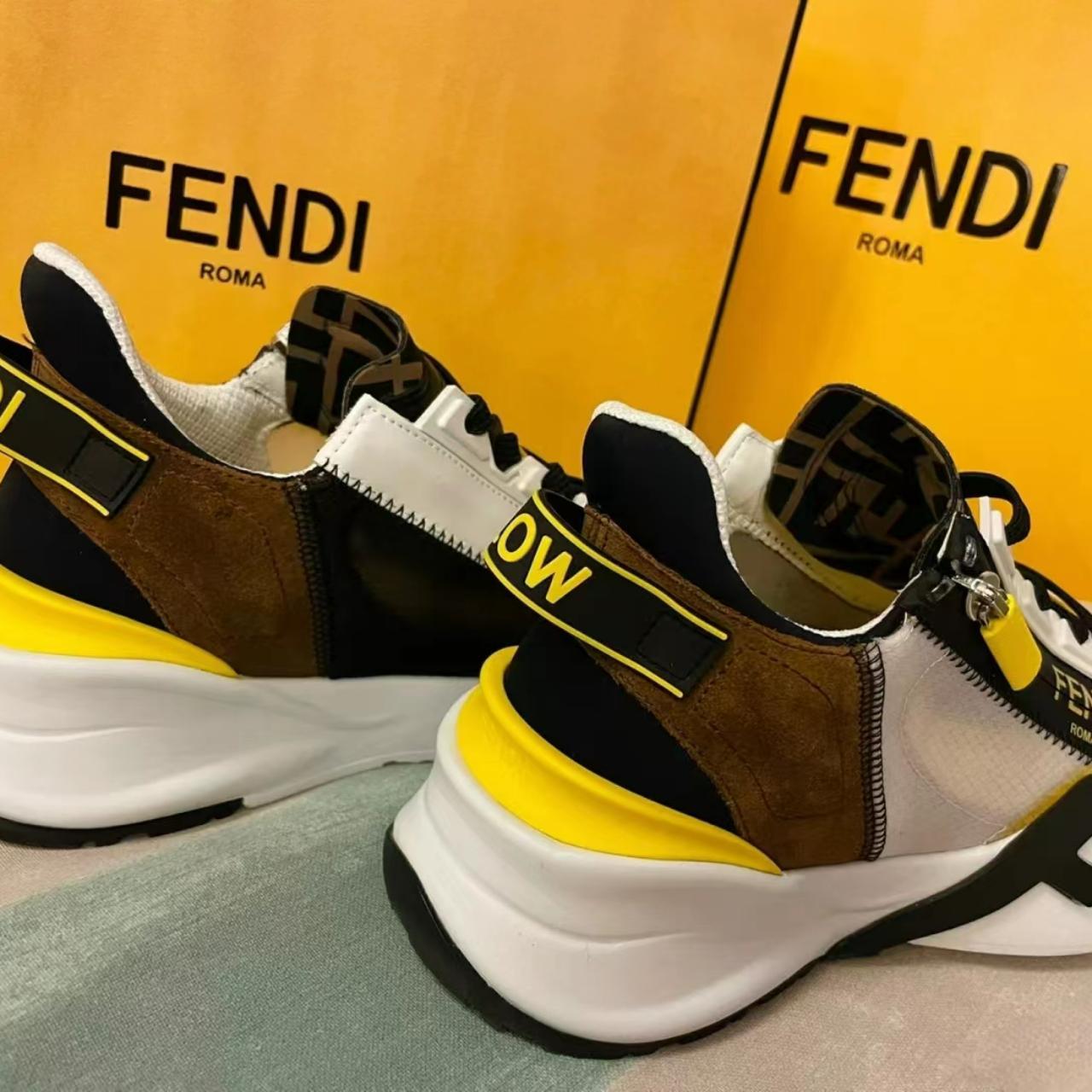 FENDI Flow Nylon and eagle leather low top lace up