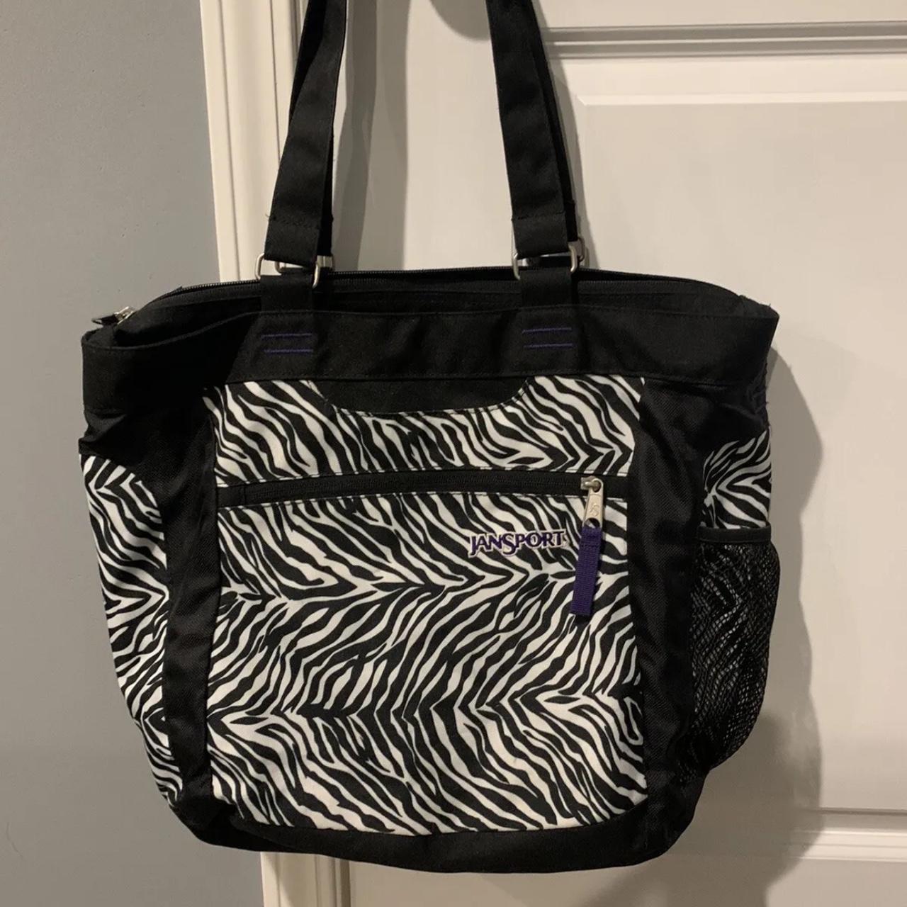 Jansport Zebra print tote bag laptop compartment Depop