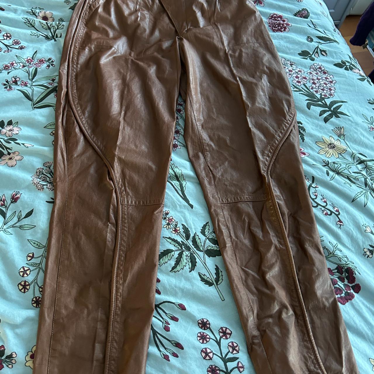 Yamamoto kansai brown leather pants, size 28 but... - Depop