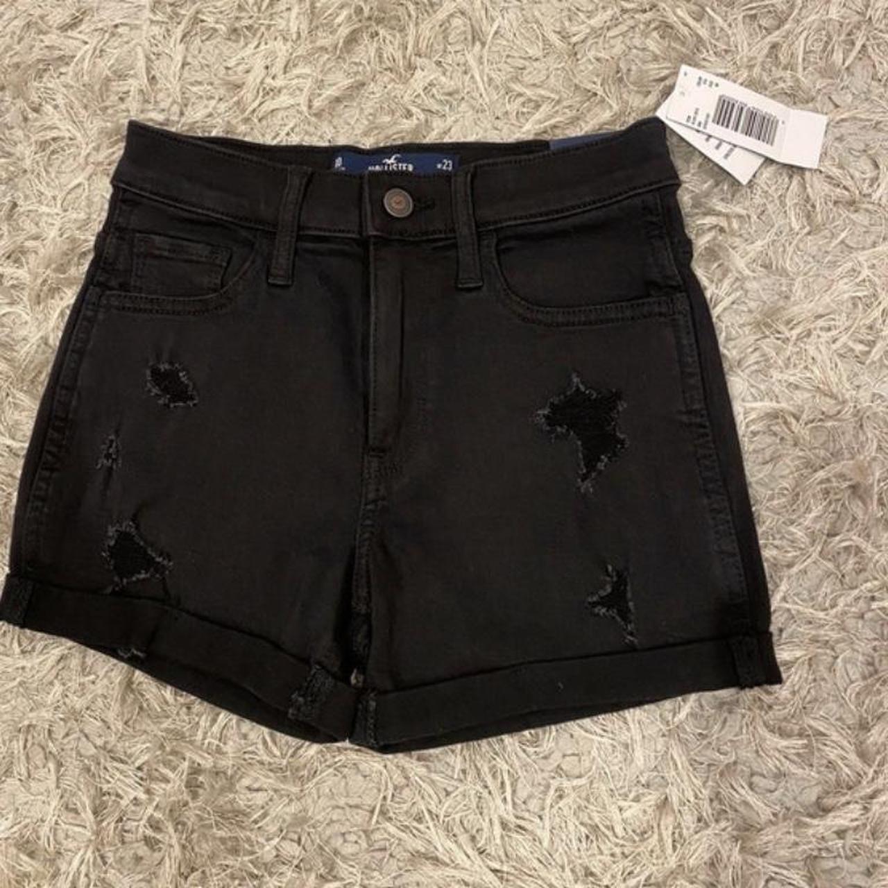 Hollister high waisted denim black mom shorts brand. Depop