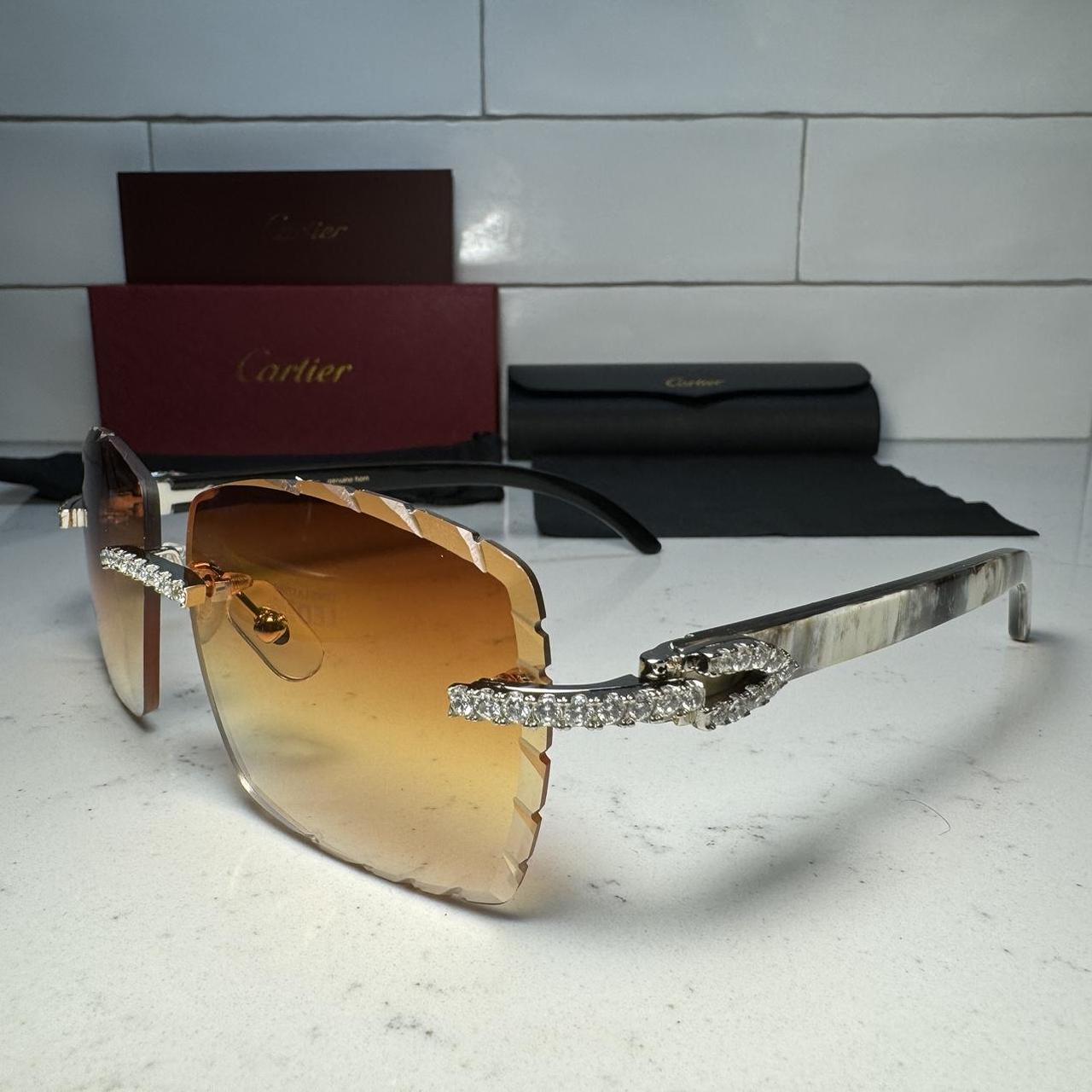 White Buffalo Horn Sunglasses White Mixed Depop