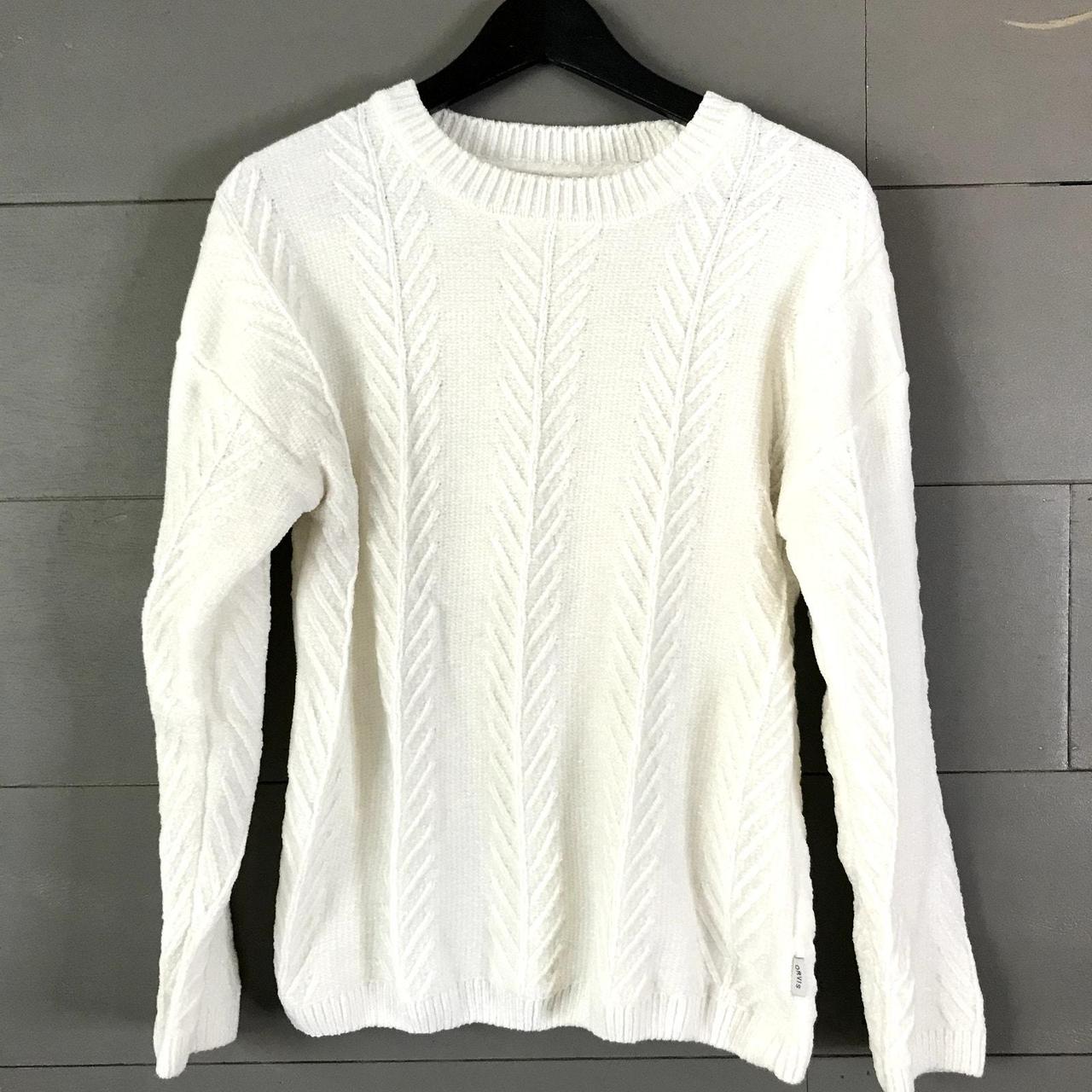 Orvis Cable Knit Sweater Long Sleeve White Womens