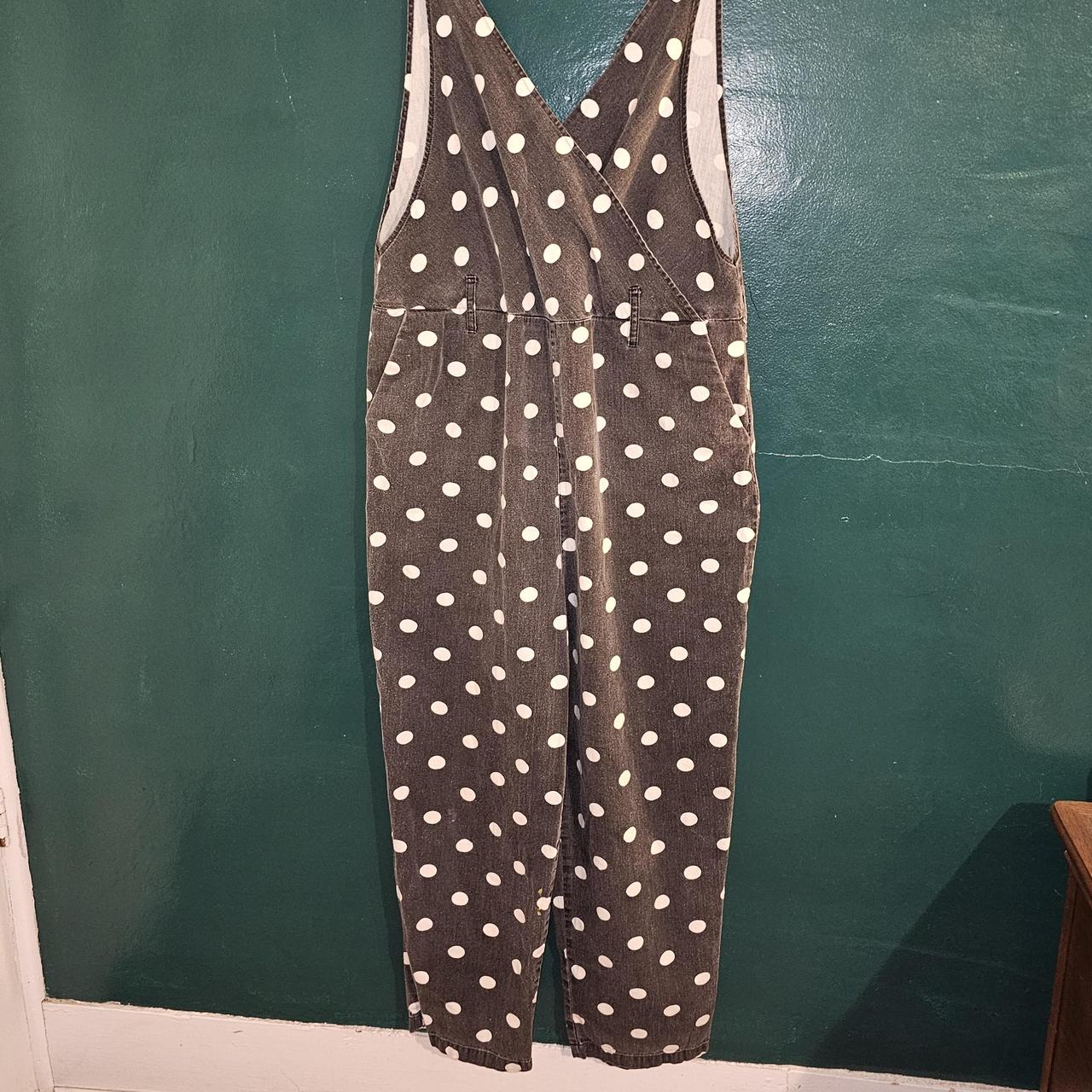 80s vibes Monki faded black with white polka dots... - Depop