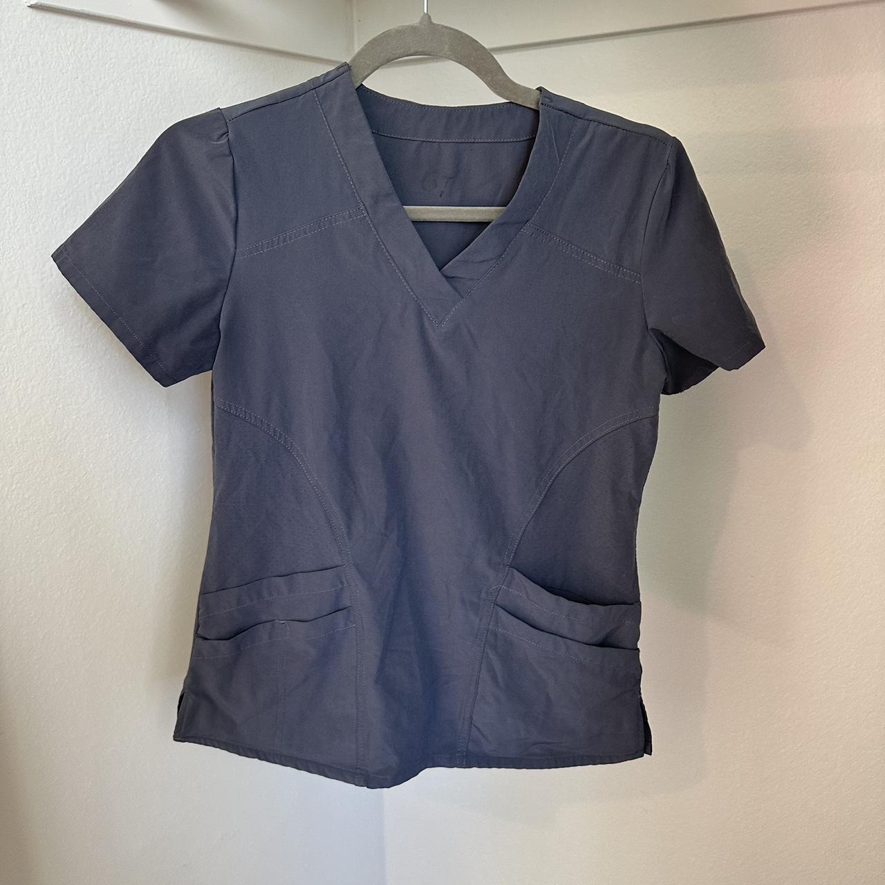 evolve 3-pocket scrub top gray fabletics scrubs top, - Depop