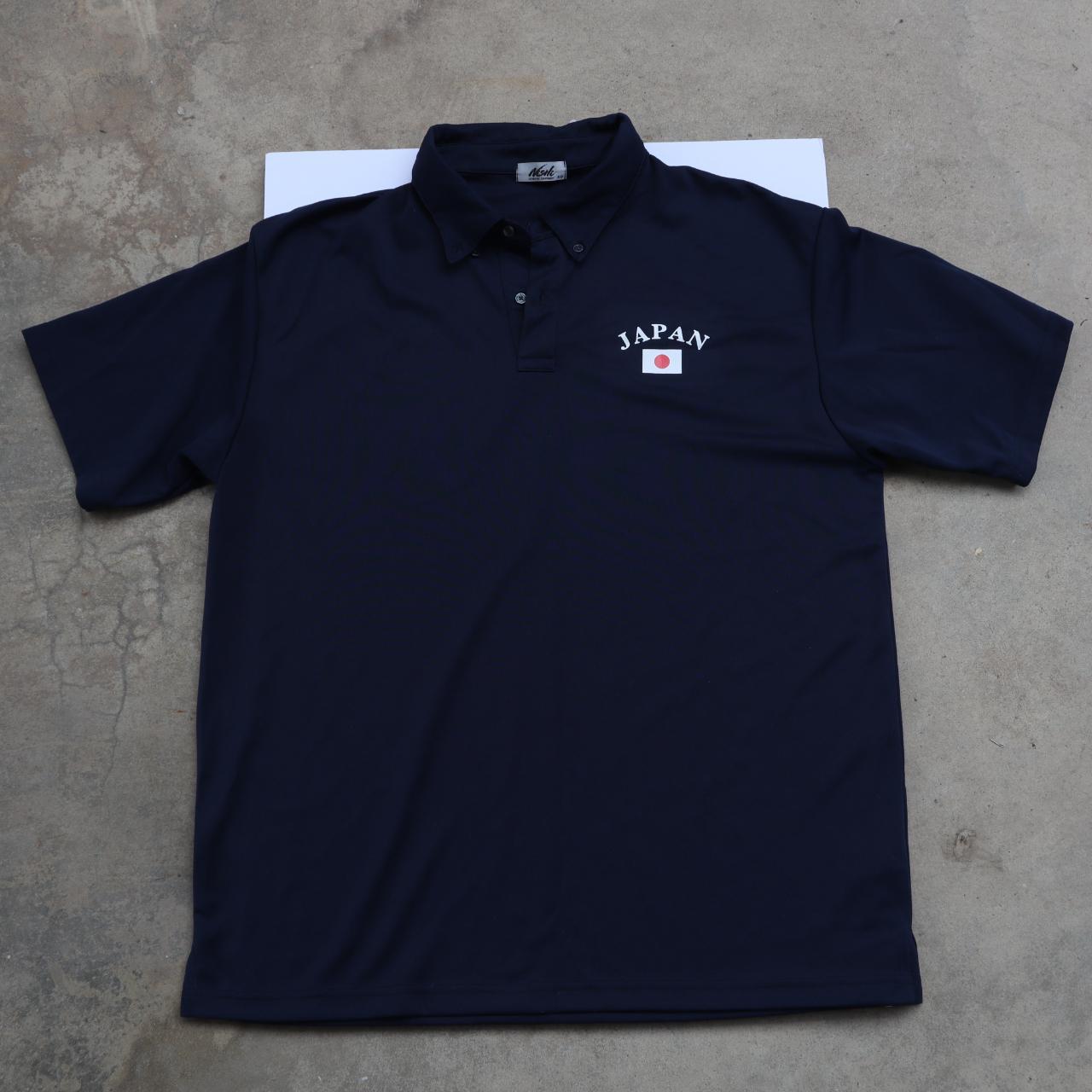 Navy Nishi Athletic Equipment Japan Flag Polo Dri... Depop