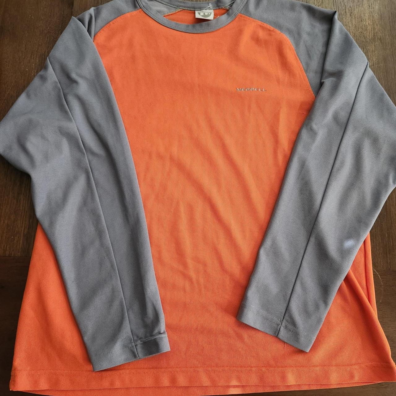 Merrell Men's T-shirt - Orange/Multi - XL – Merrell men's athletic long sleeve, some snags …