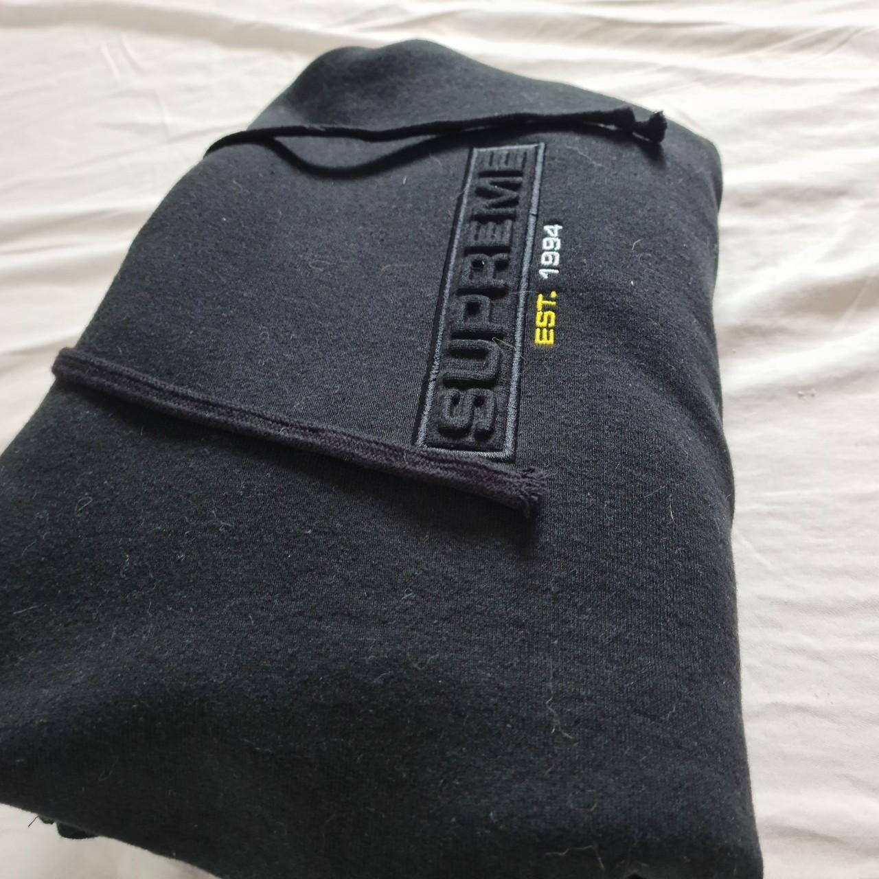 Supreme Est. 1994 Embossed Logo Black Hoodie large... - Depop