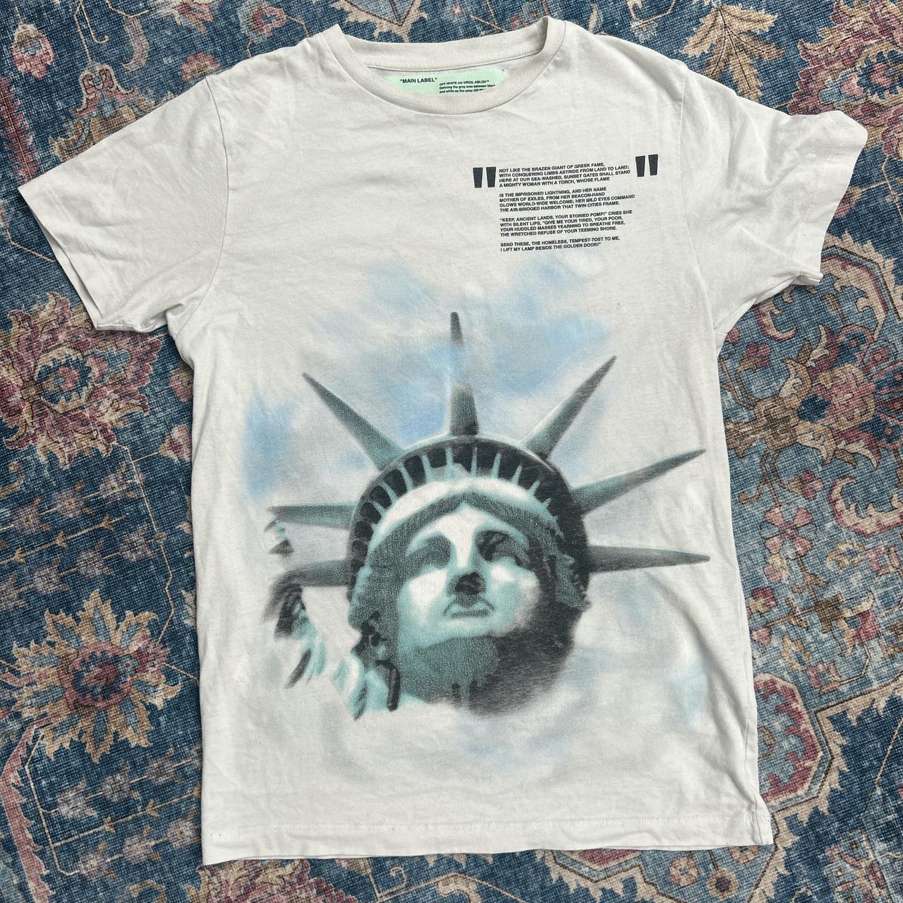 Sick Off White Statue of Liberty graffiti t shirt