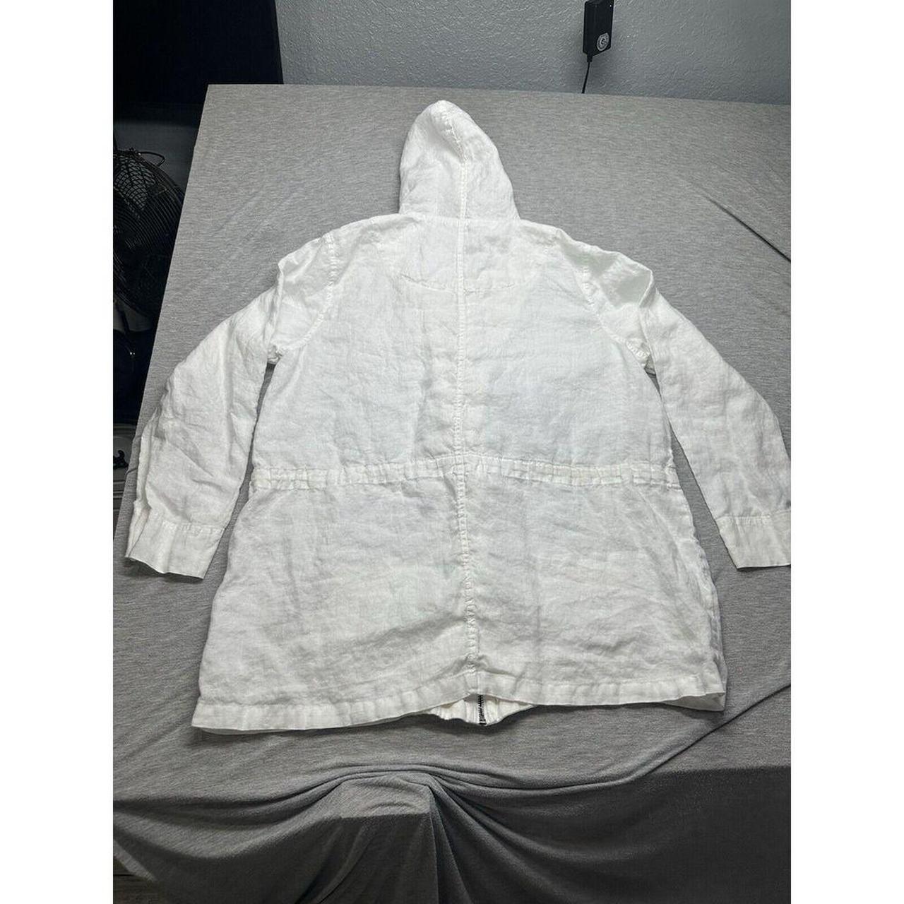 Cynthia rowley Linen Zip Front Hooded Jacket White. Depop