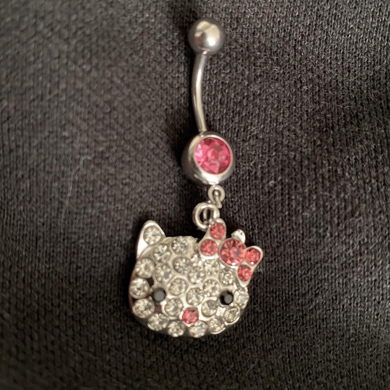 Skull with Pink Bow Gemstone Belly Ring — Belly Bling