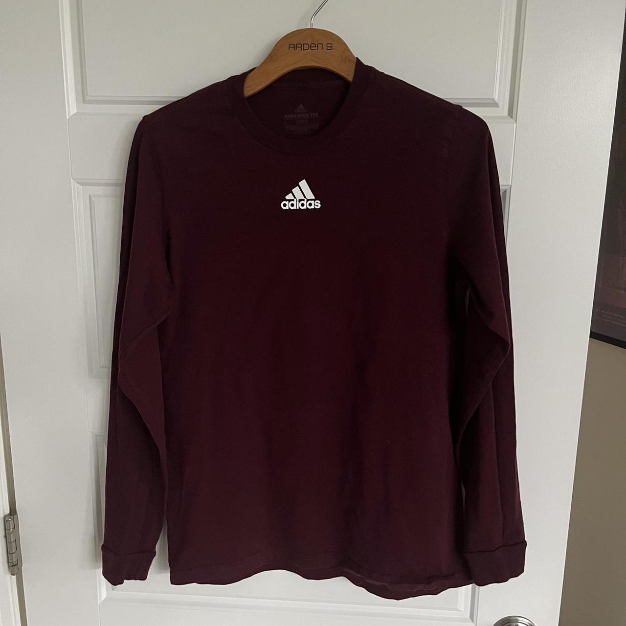 Vintage Medium Maroon Long Sleeve Tee Adidas #depop... - Depop