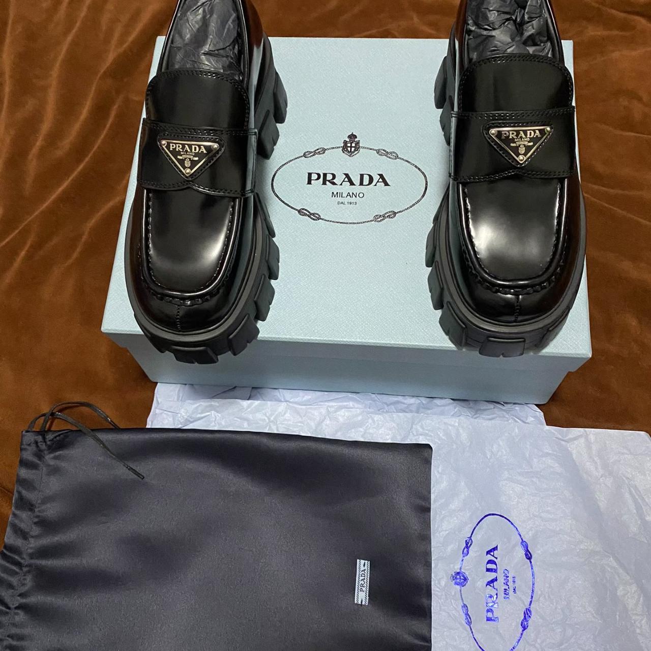 Prada Monolith Pointy Loafers Size 37 EU Brushed... - Depop