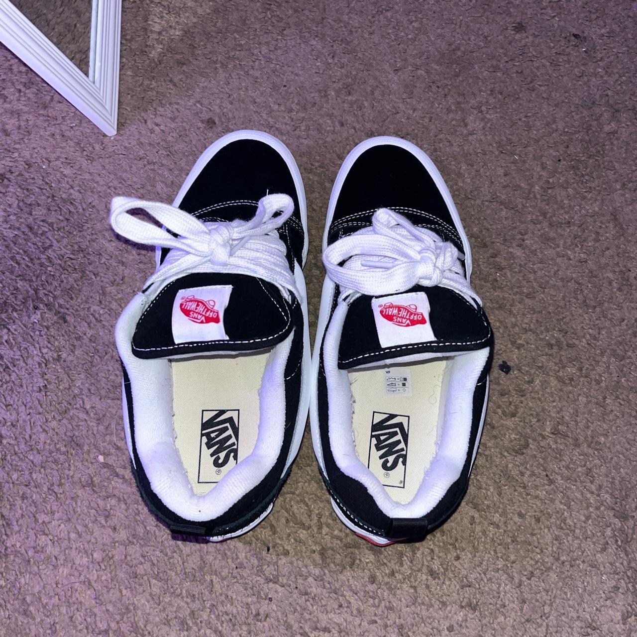 knu skool stacks black & white only worn twice - Depop