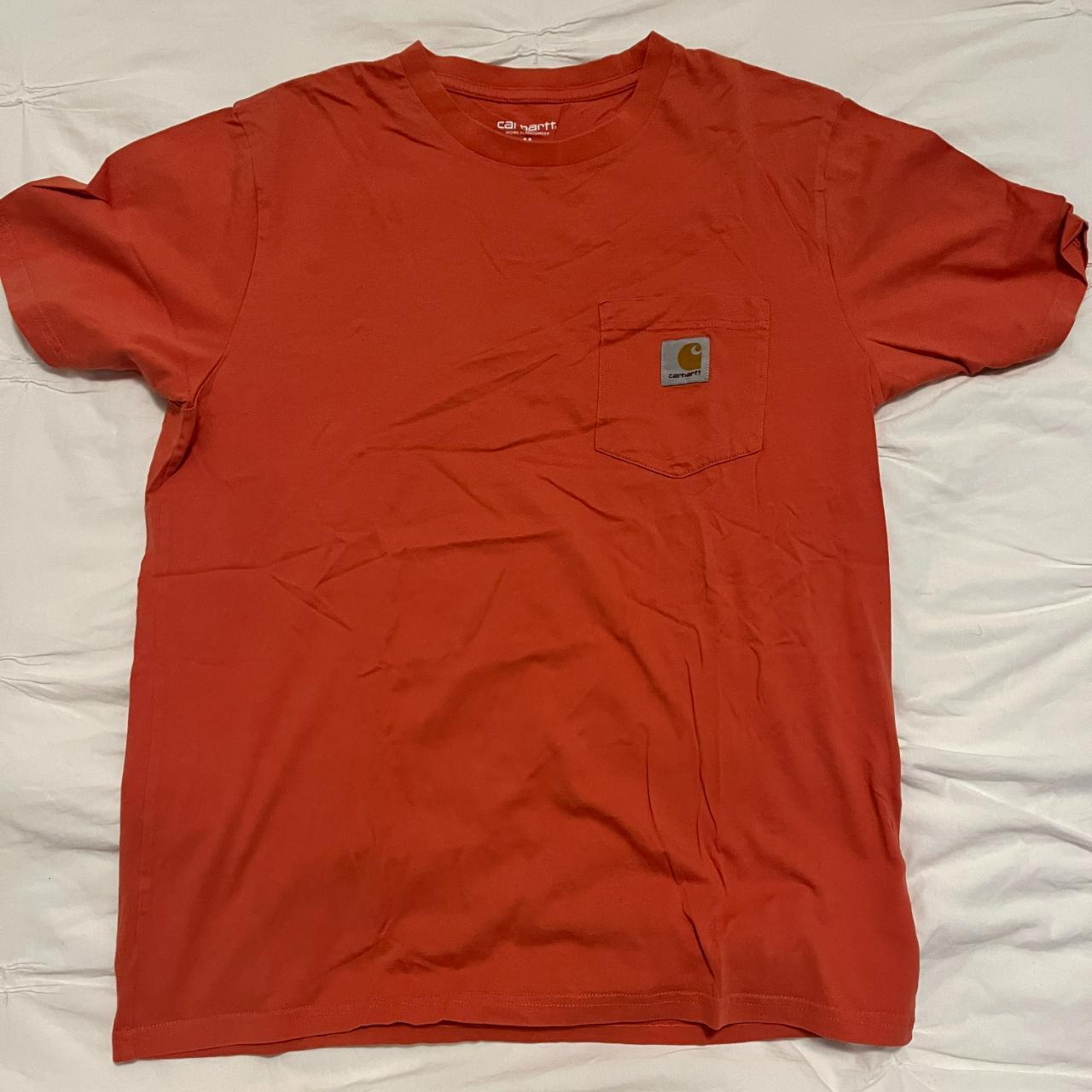 Orange WIP Carhart Pocket T-Shirt - Depop