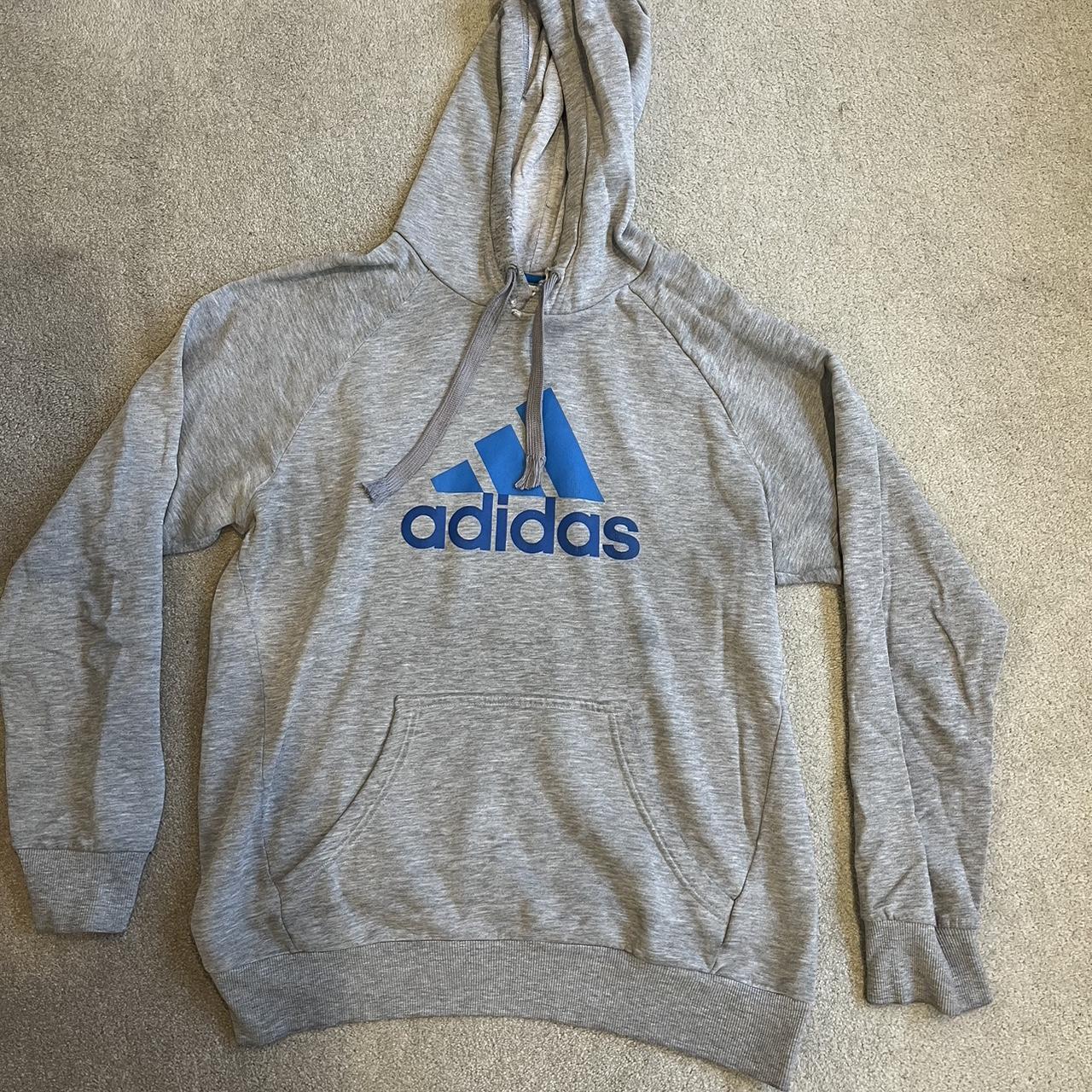 Vintage adidas grey hoodie in a size M !! A few... - Depop