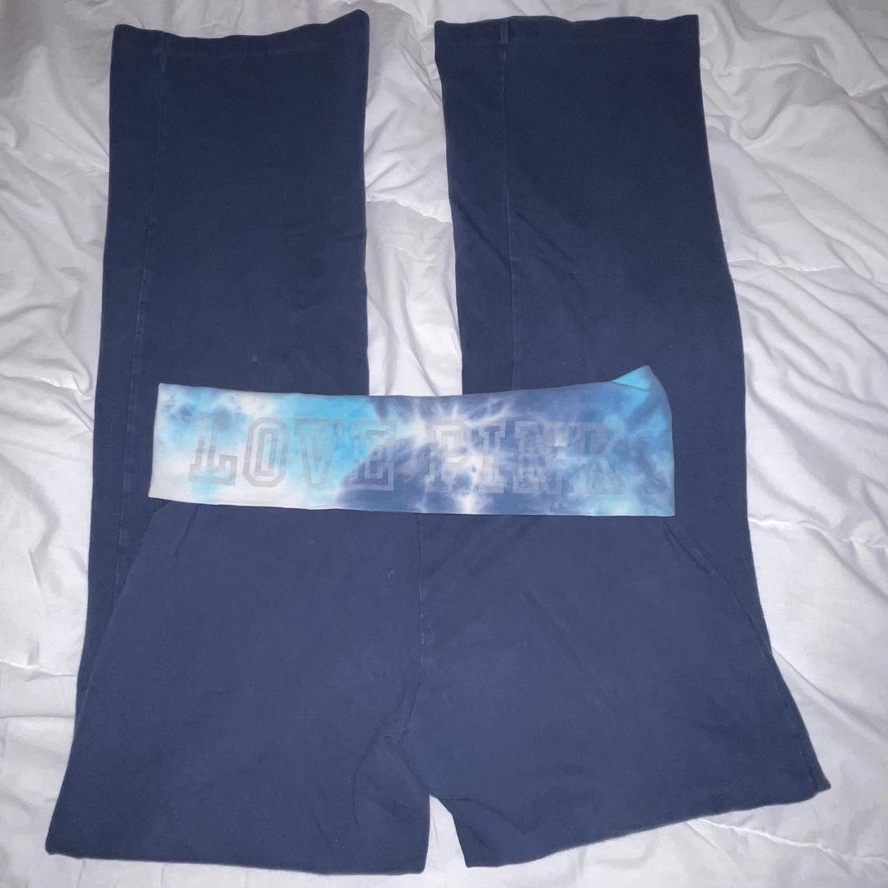 y2k VS PINK blue tie dye fold over yoga pants -size - Depop