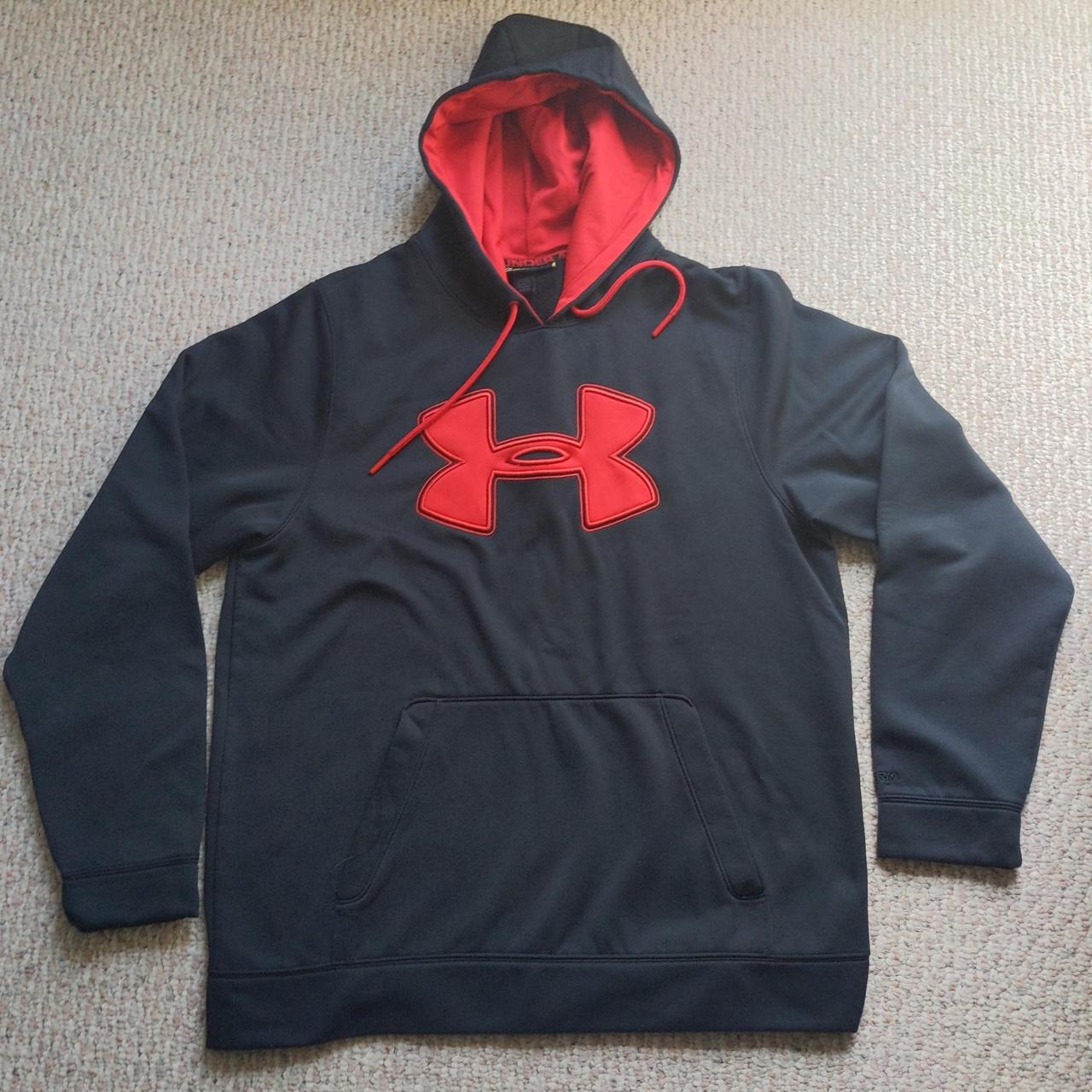 Black under armour hoodie 2024 with red logo