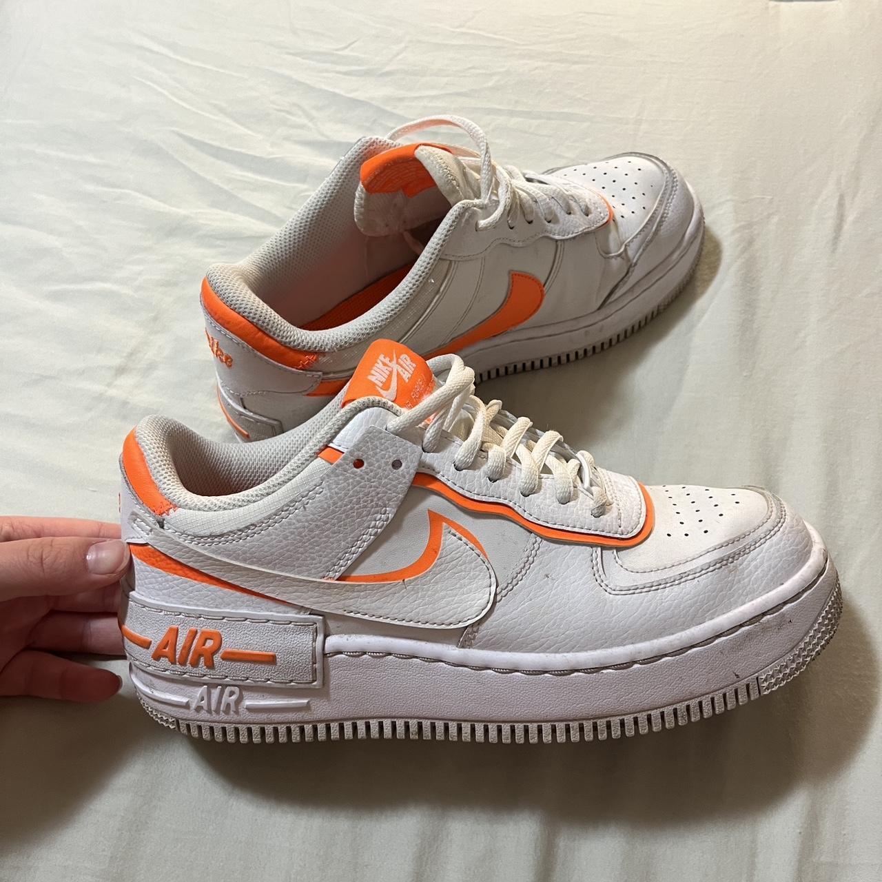 Nike Air Force 1 Shadow bright orange details . Depop