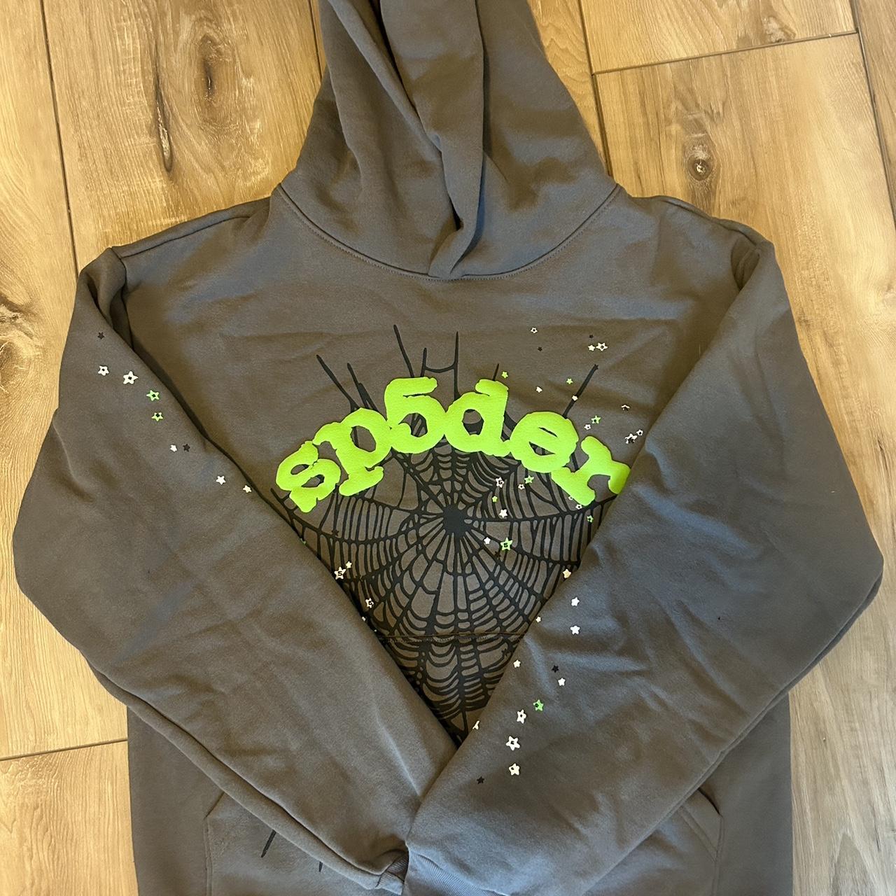 Send offers, Grey Sp5der Worldwide hoodie, puff... - Depop