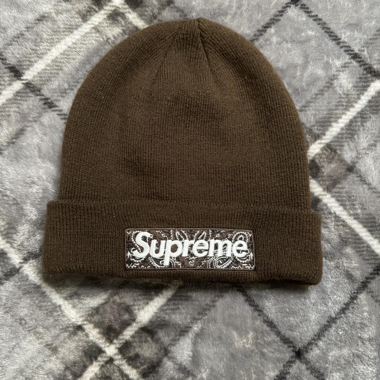 Supreme brown banana box logo beanie - Depop