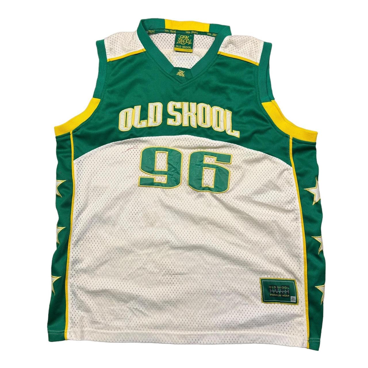 vintage Old Skool 96 green yellow white jersey men s. Depop