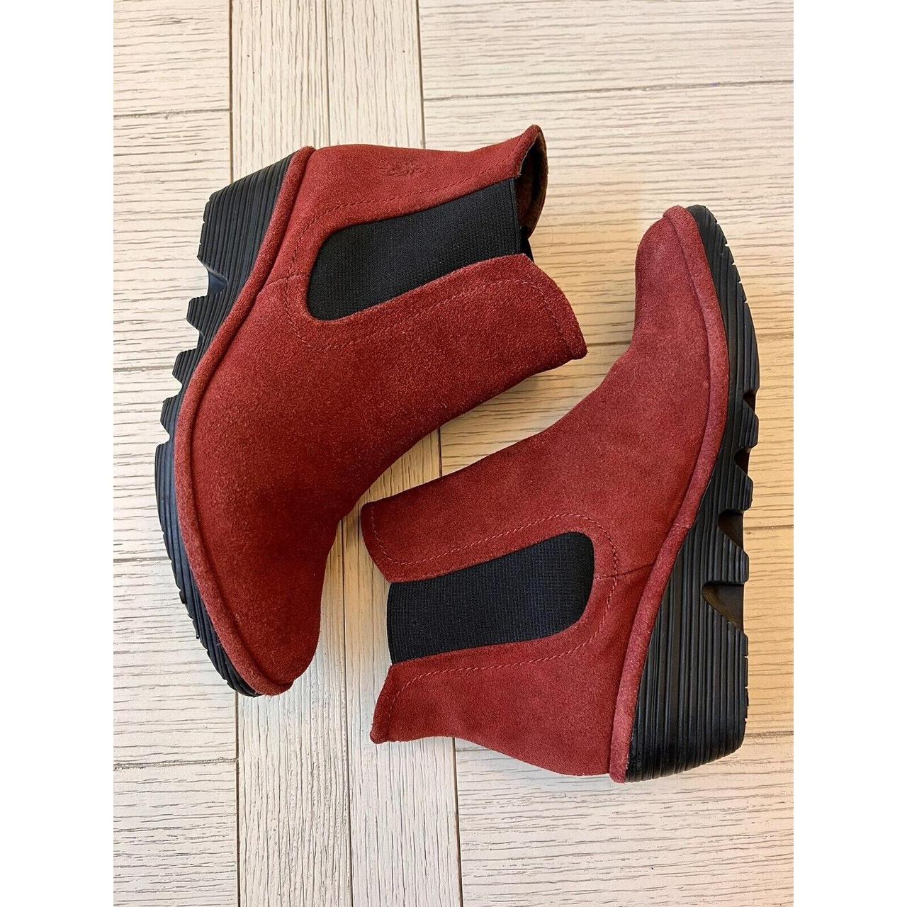 Fly London Phil Red Suede Mid Wedge Heel Chelsea