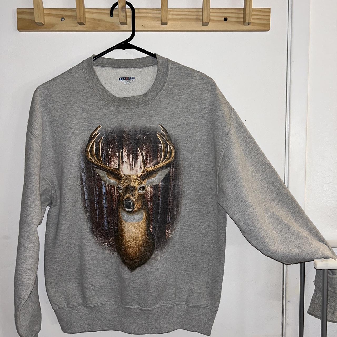 Vintage Jerzees Deer Sweatshirt Gray Crewneck. Depop