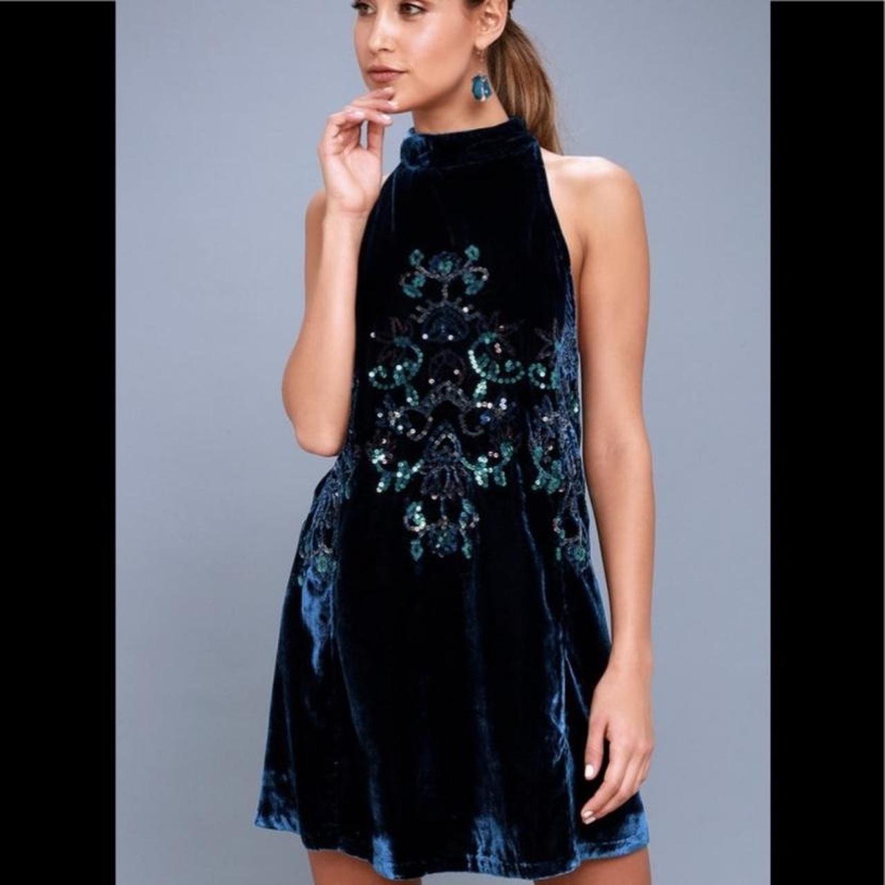 Blue velvet sale swing dress