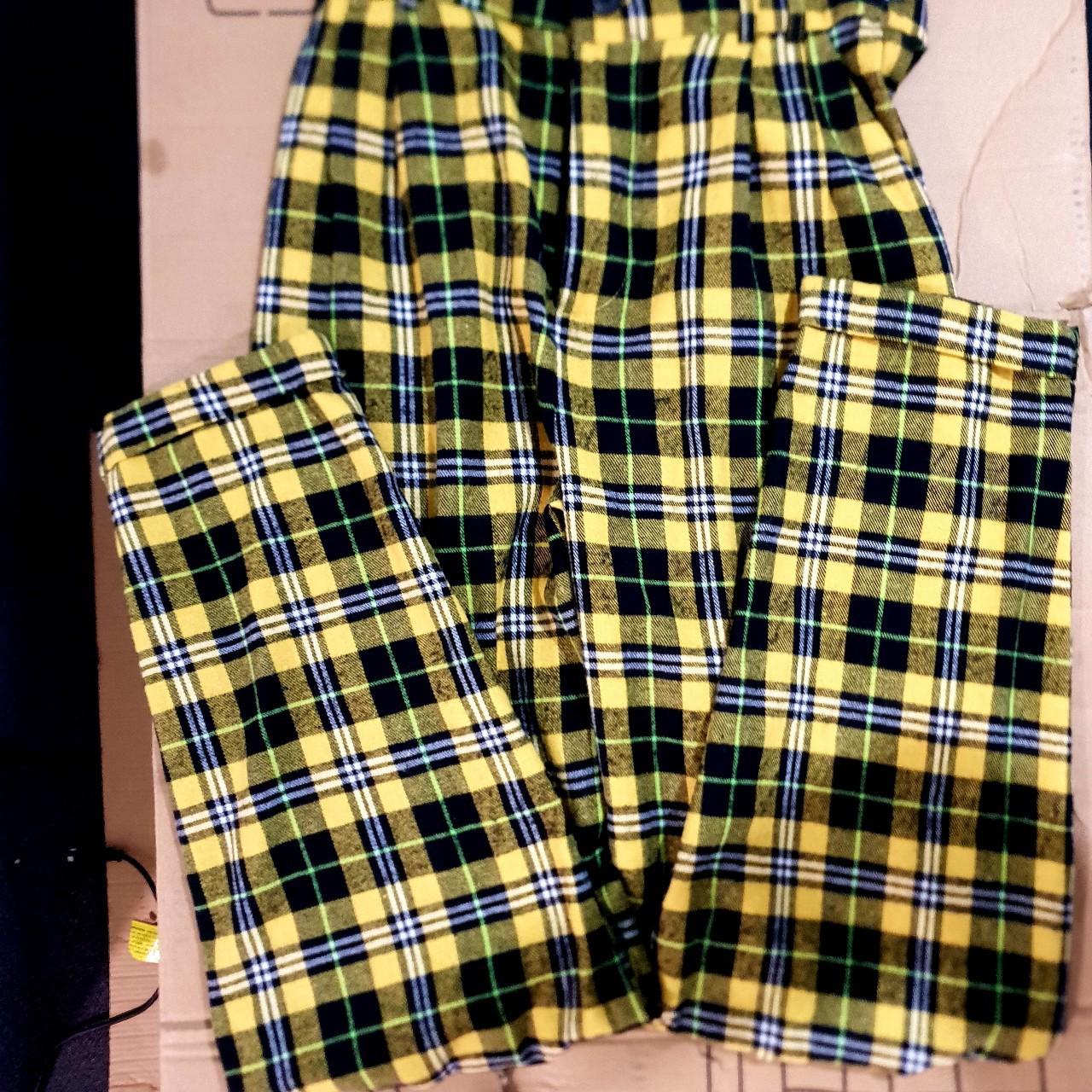 Plaid pants. Ladies. Yellow and black. Worn once. Depop