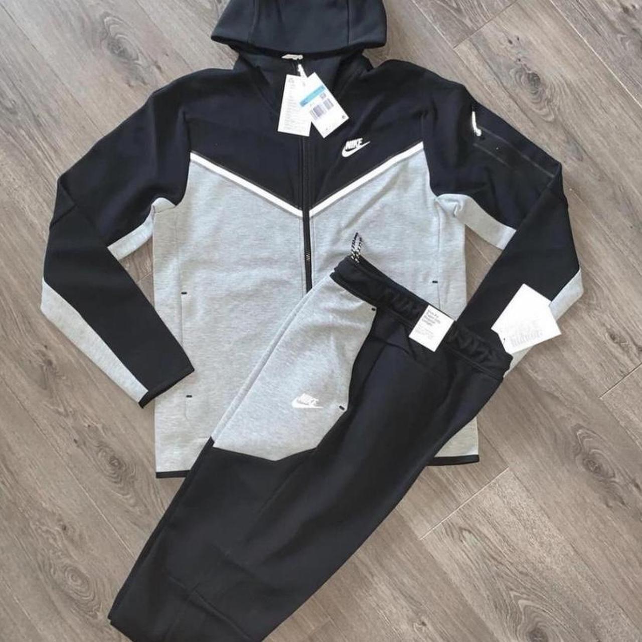 Black and grey Nike tech fleece brand new and good... - Depop