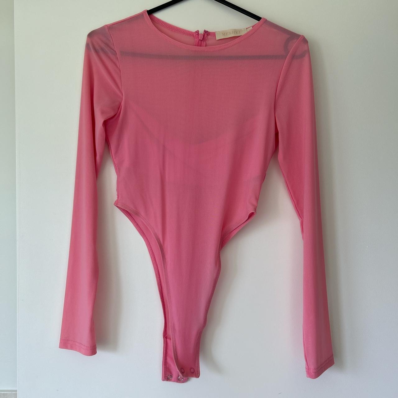 Meshki Pink Mesh bodysuit. Worn once for a hens... - Depop