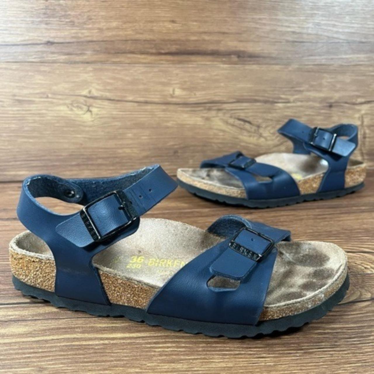 Birkenstock Rio Blue Leather Strappy Sandals Women s. Depop