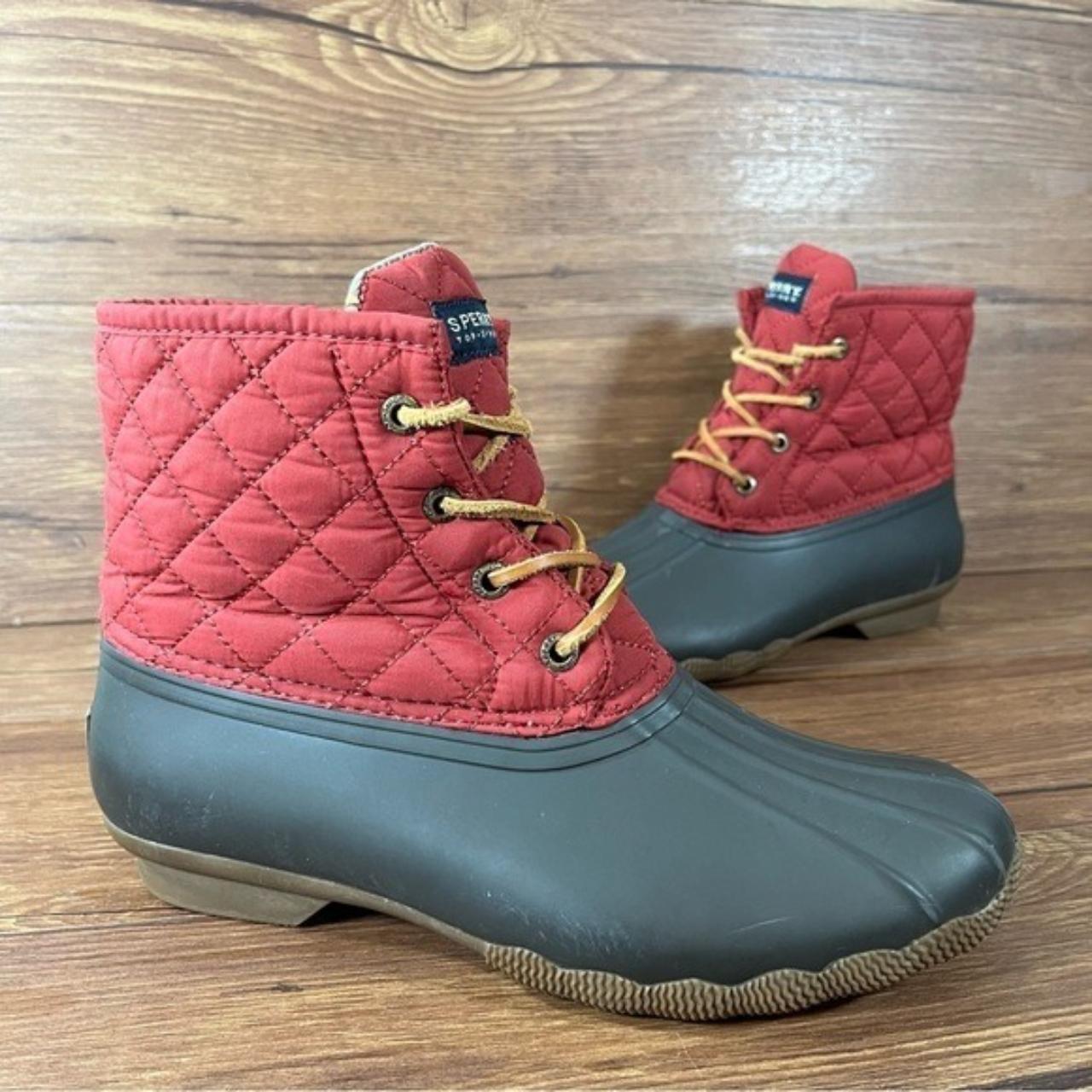 Sperry Duck Boots Red Quilted Waterproof Zip Women s. Depop