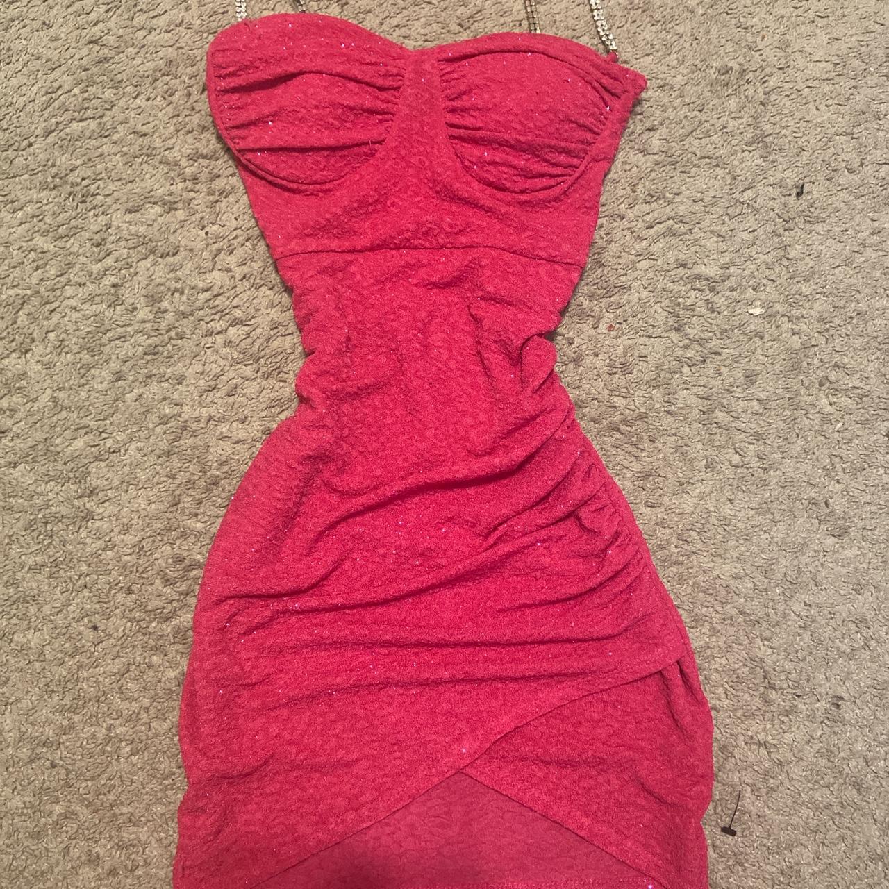 Cute pink glittery dress short and super stretchy... Depop
