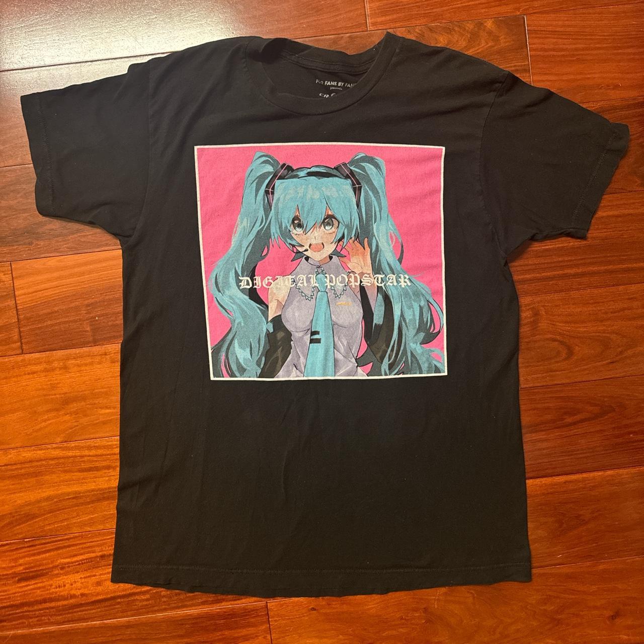 black hatsune miku tshirt - in good condition -... - Depop