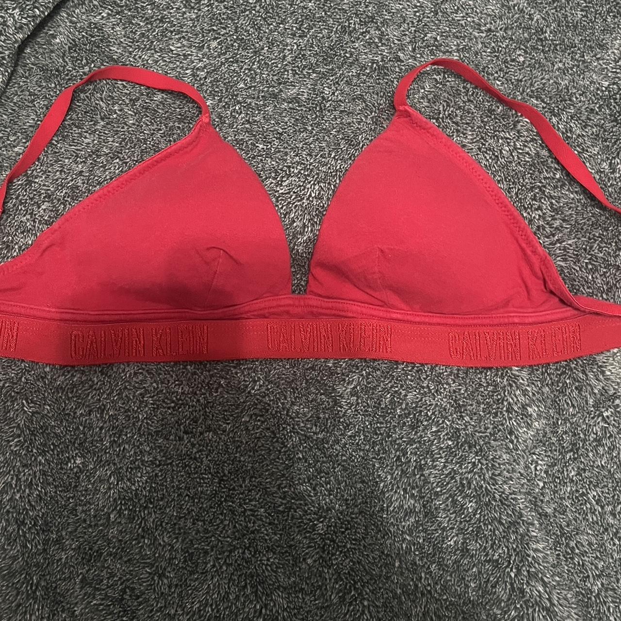 Calvin Klein red bra. Size small. - Depop