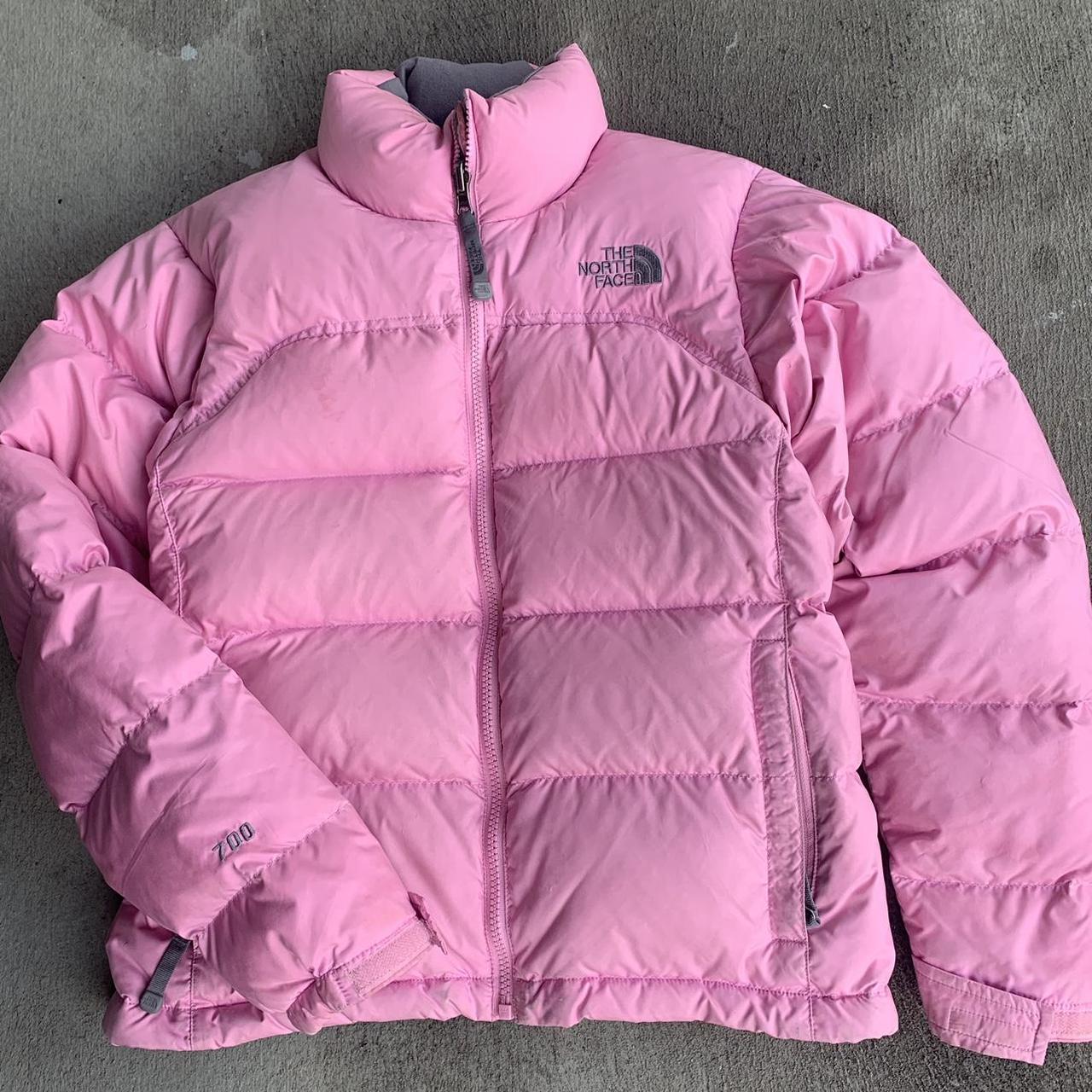 Pink north-face-puffer-jacket - Depop