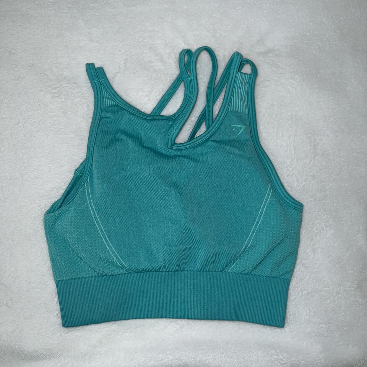 gymshark bandeau padded sports bra in light blue - Depop