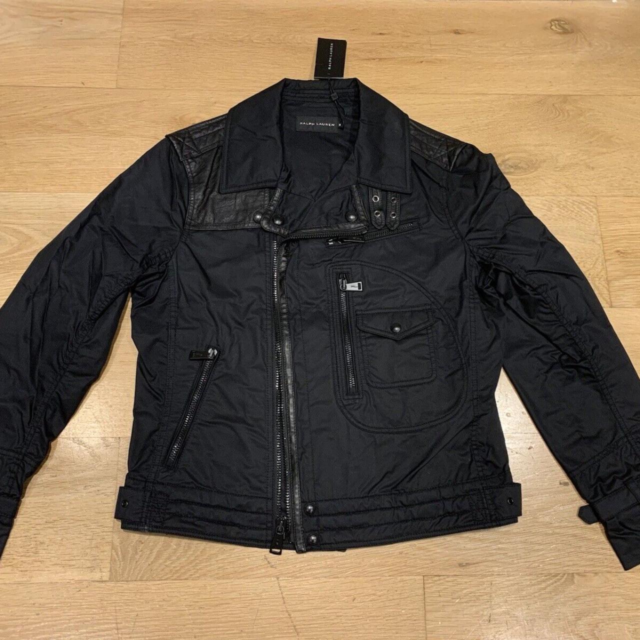 Mens Ralph Lauren Black Label Max Twill Moto Leather