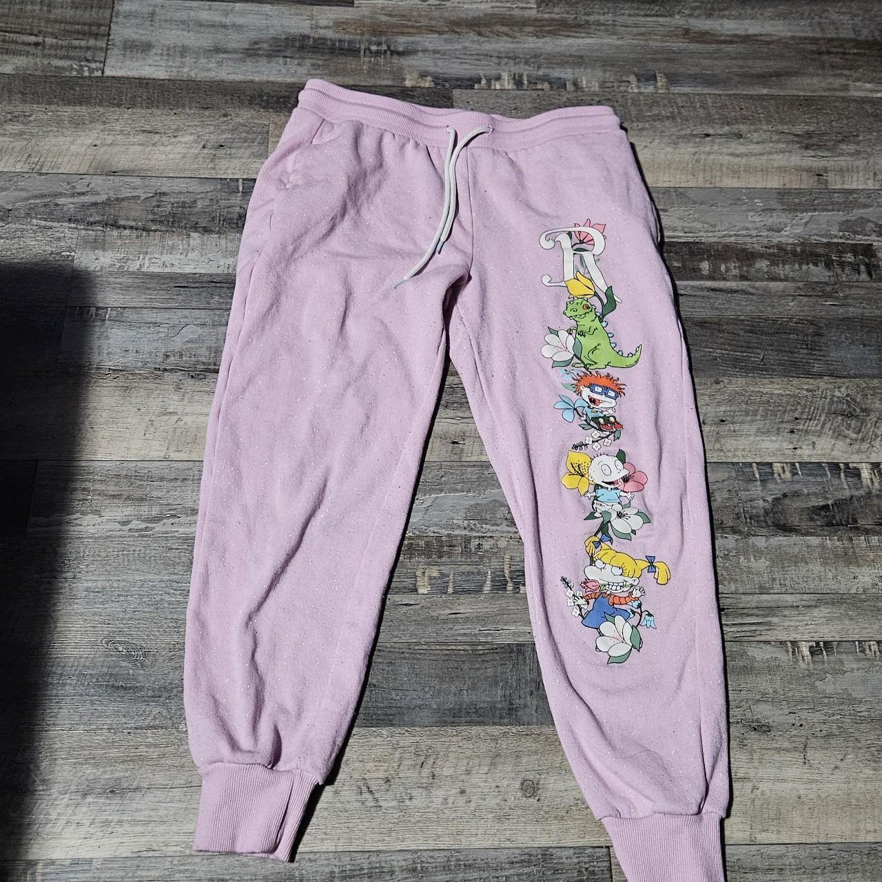 medium pink rugrats sweatpants. comfortable with. Depop