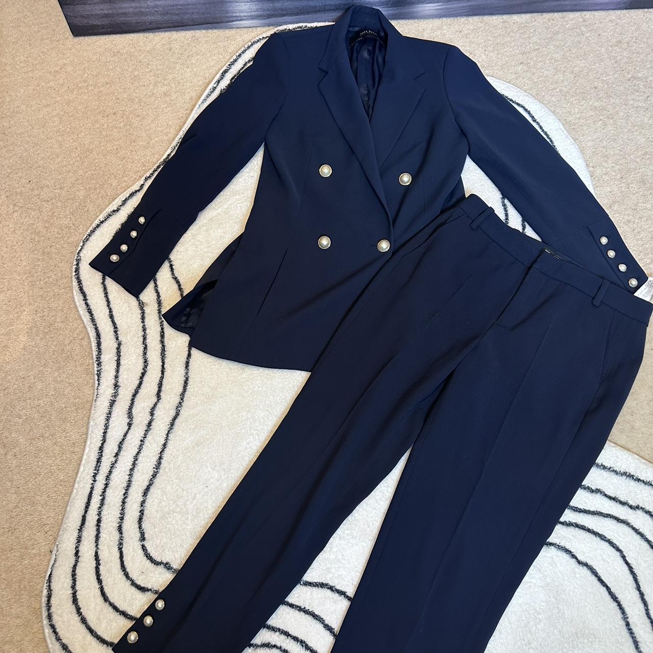 Navy Blue Zara Blue Double Breasted Blazer Navy Blue Double