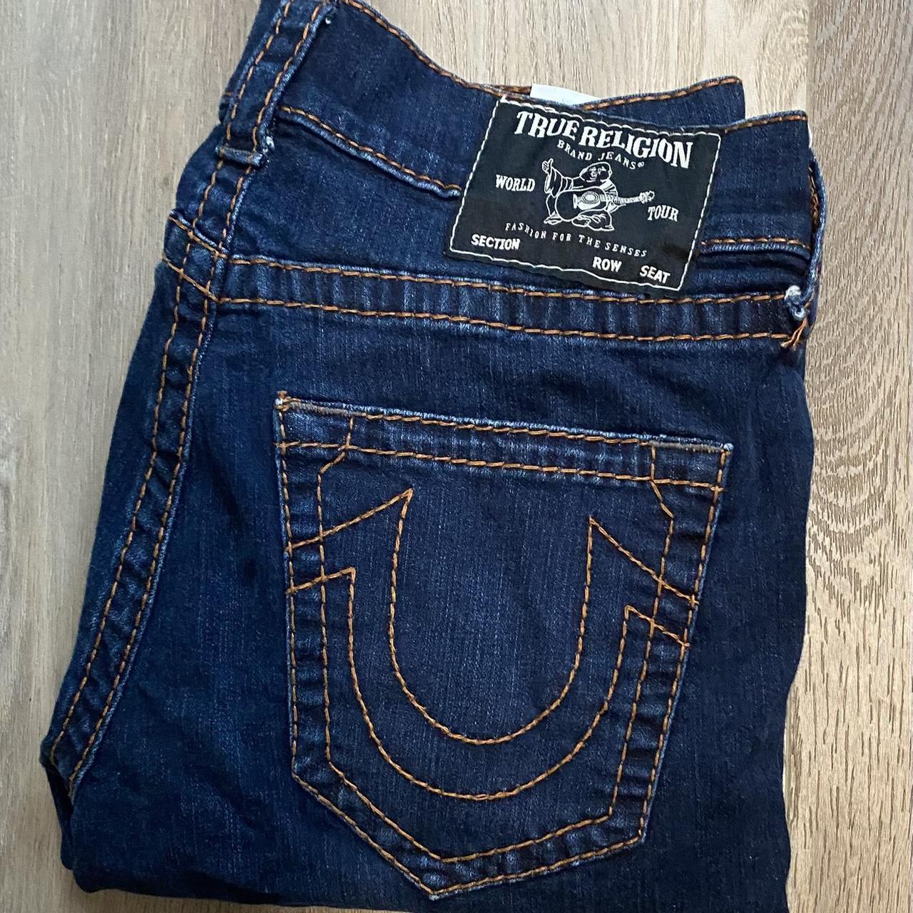 io着用　usa製true religion denim 28×33 brown True religion jeans brown stitching ricky relaxed | Depop