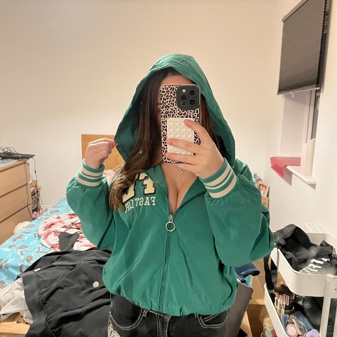 Bershka green coat hotsell