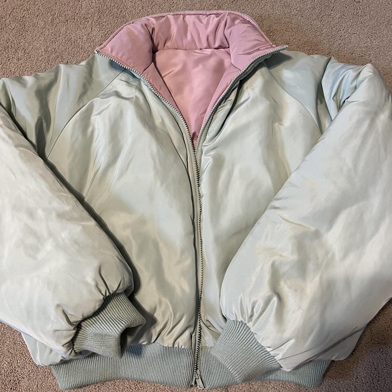 brandy melville reversible puffer jacket mint green... Depop