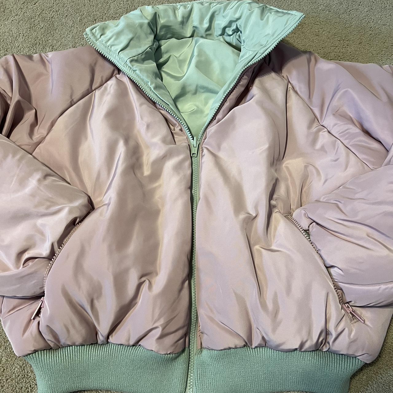 brandy melville reversible puffer jacket mint green... Depop