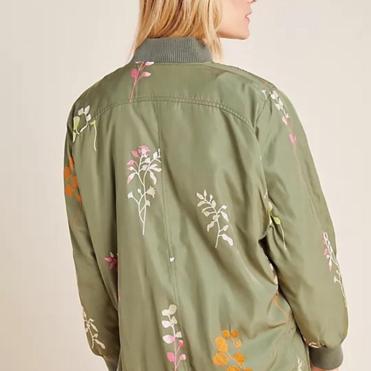 Anthropologie Ainsley Embroidered Bomber Jacket Size | Depop