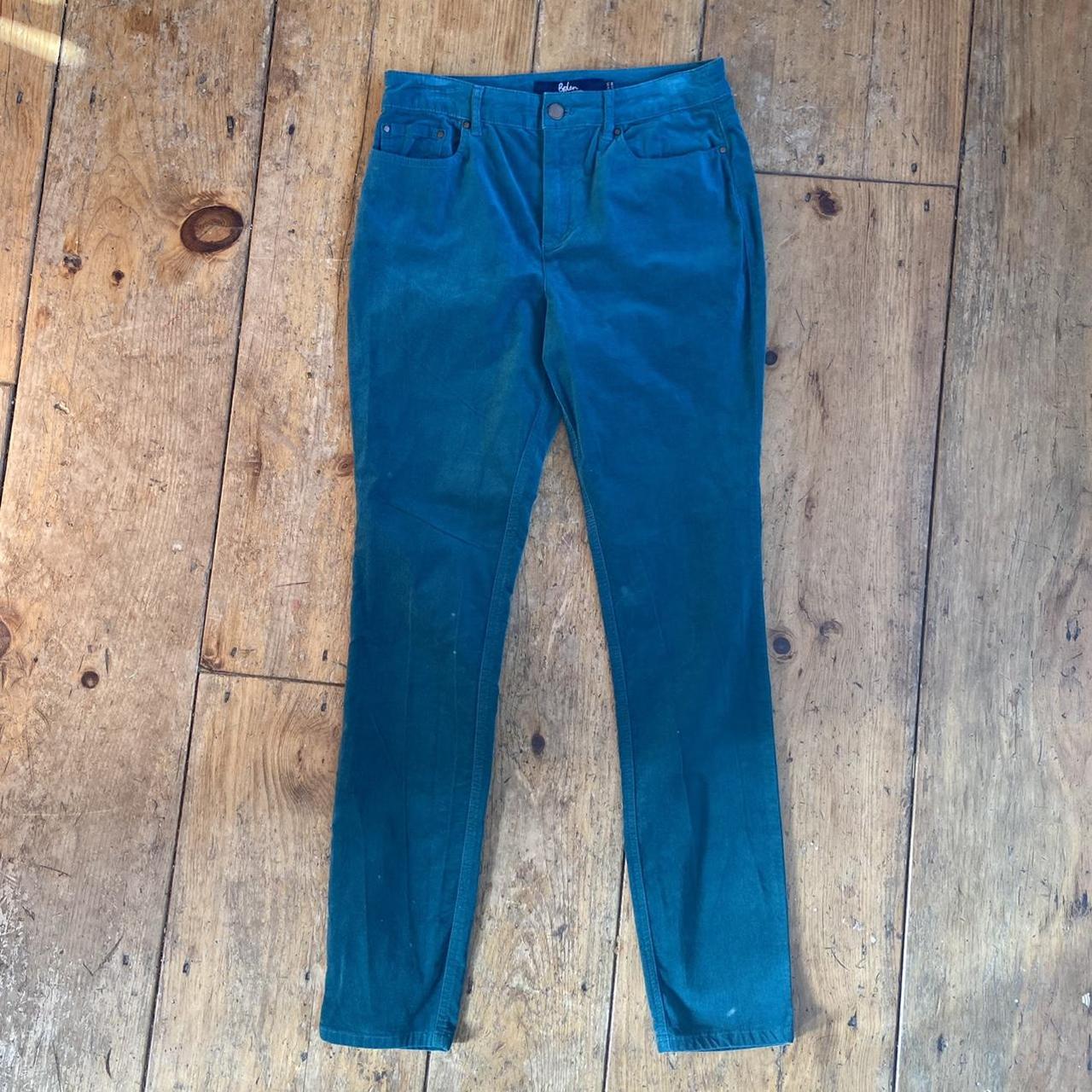 Boden Size 8 long Velvet Soho Skinny Blue Jeans - Depop