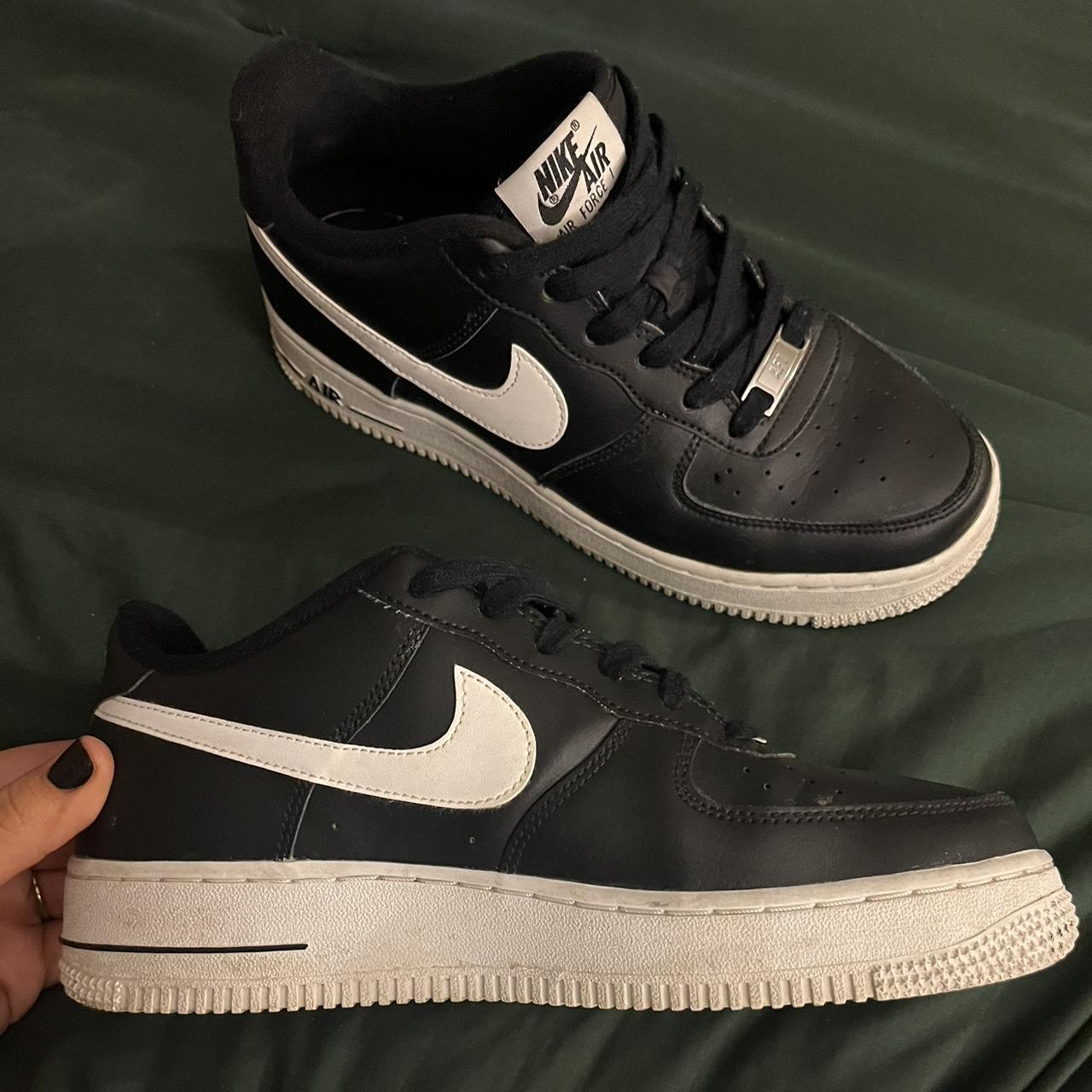 Womens Air Force 1, black and white size 8 - Depop