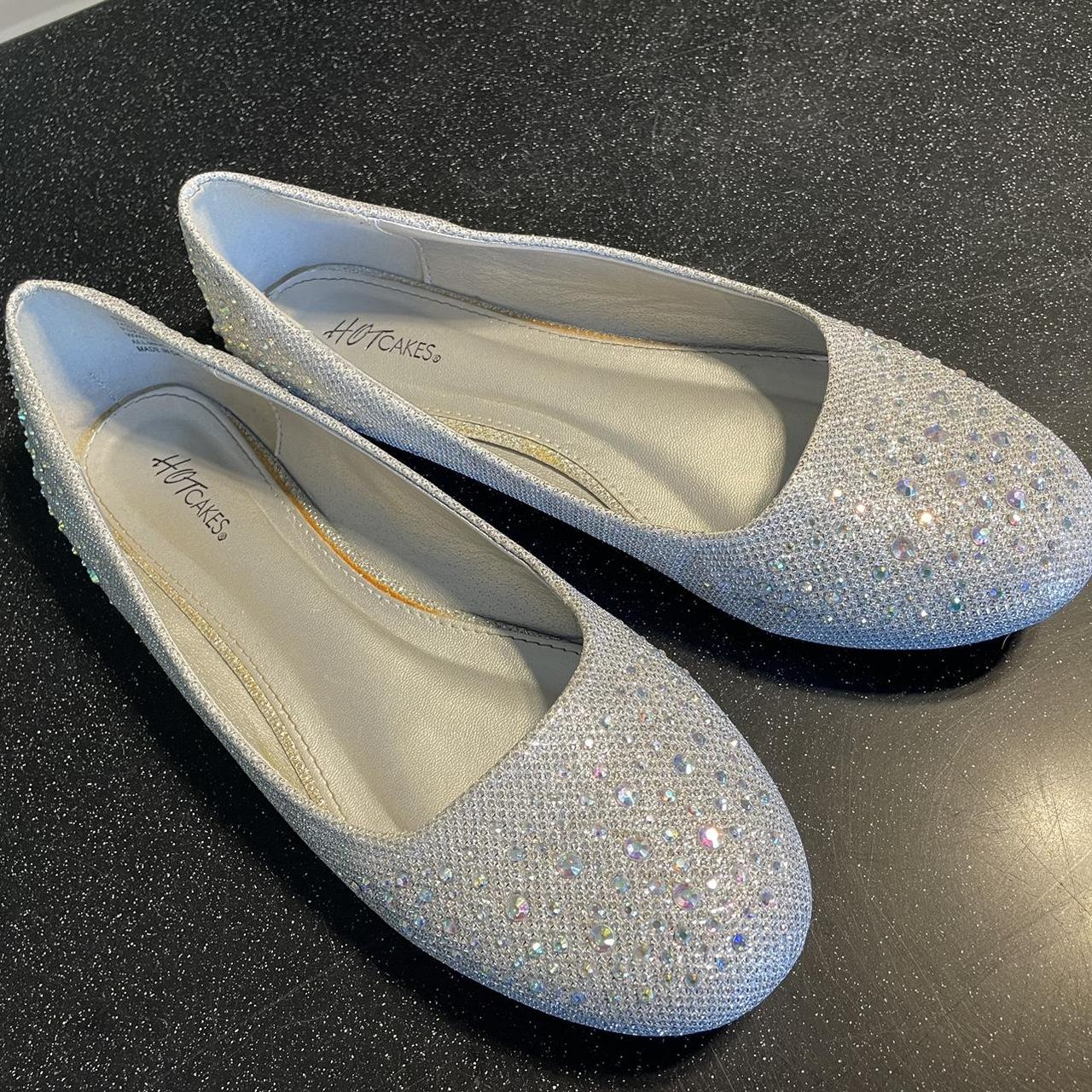 Women’s silver bejeweled flats size 11W Brand Hot... - Depop