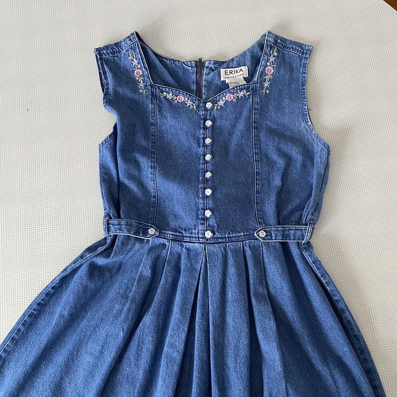 Vintage Denim Dress Erika collection Size M 100%... - Depop